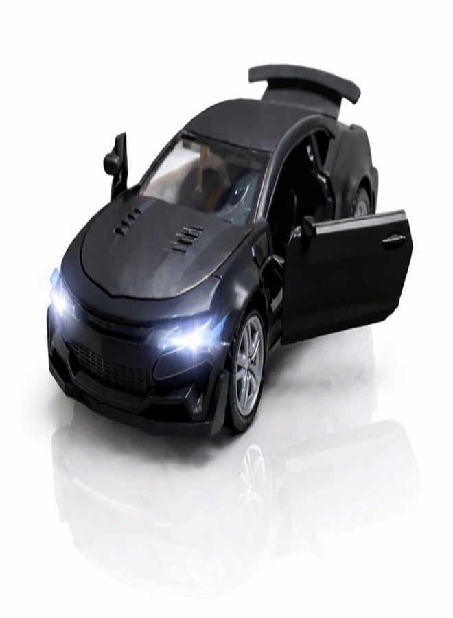 SQUIDSY Chevrolet Camaro Toy Car 1:36 Scale Diecast Metal Pull Back Vehicle with Openable Doors, Lights & Music – Sports Model for Kids, Boys & Collectors (Black) - Image 1