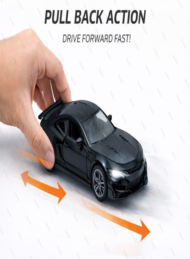 SQUIDSY Chevrolet Camaro Toy Car 1:36 Scale Diecast Metal Pull Back Vehicle with Openable Doors, Lights & Music – Sports Model for Kids, Boys & Collectors (Black) - Image 2