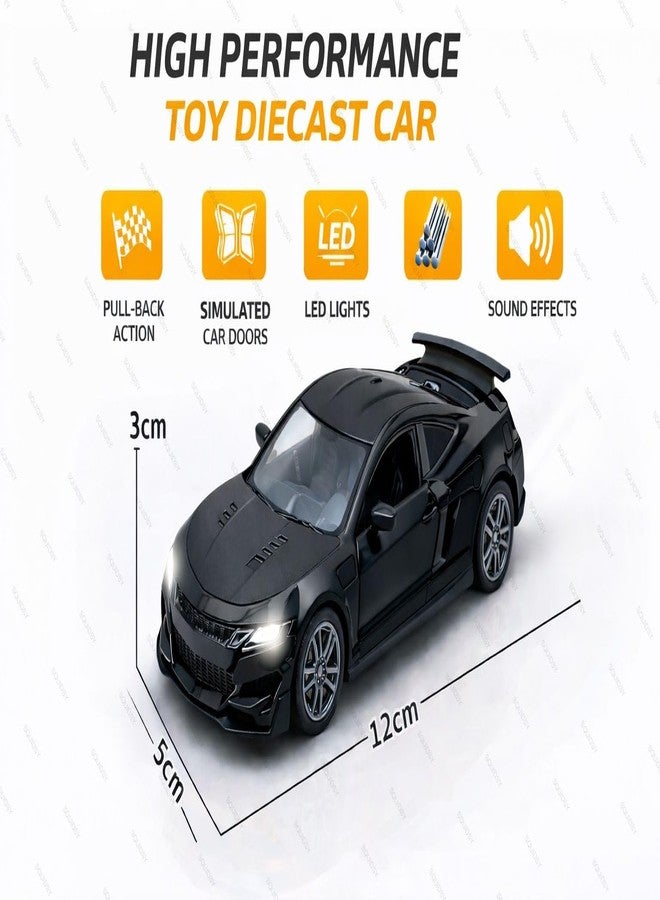 SQUIDSY Chevrolet Camaro Toy Car 1:36 Scale Diecast Metal Pull Back Vehicle with Openable Doors, Lights & Music – Sports Model for Kids, Boys & Collectors (Black) - Image 4