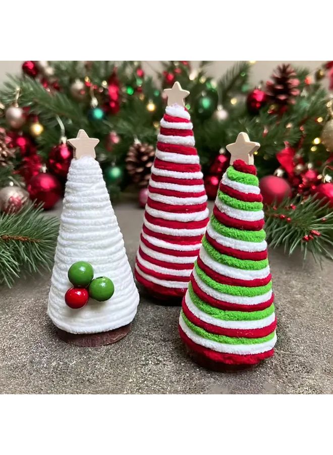 Mini Christmas Tree Ornaments Set 3PCS 21cm Festive Holiday Tabletop Decor - Image 4