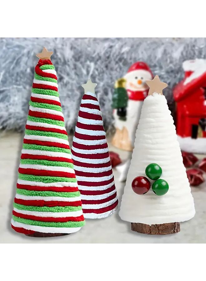 Mini Christmas Tree Ornaments Set 3PCS 21cm Festive Holiday Tabletop Decor - Image 1
