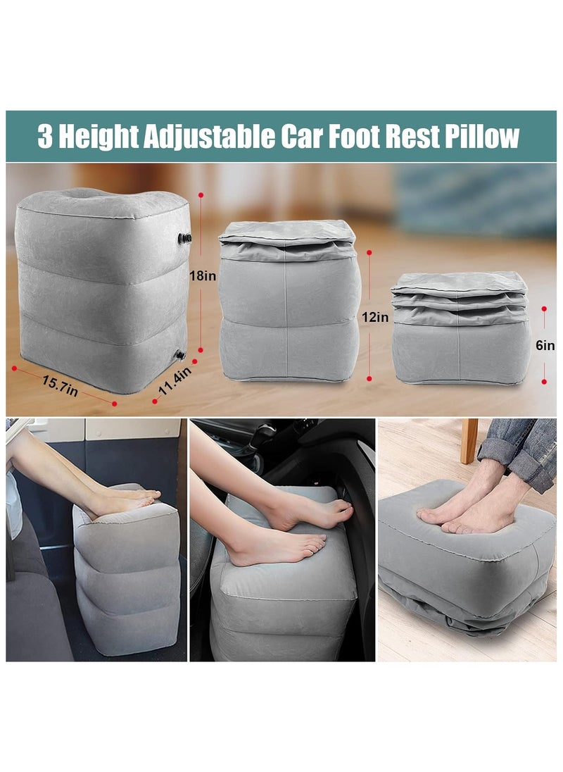 Arabest Inflatable Travel Foot Rest Pillow,Portable Inflatable Toddler Airplane Bed,Leg Rest Pillow Adjustable Height for Kids & Adults,Suitable for Airplane,Train,Home,Office(Grey, 1pack)  - Image 2