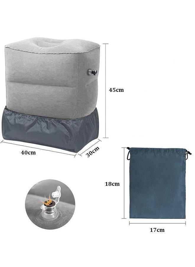Arabest Inflatable Travel Foot Rest Pillow,Portable Inflatable Toddler Airplane Bed,Leg Rest Pillow Adjustable Height for Kids & Adults,Suitable for Airplane,Train,Home,Office(Grey, 1pack)  - Image 5