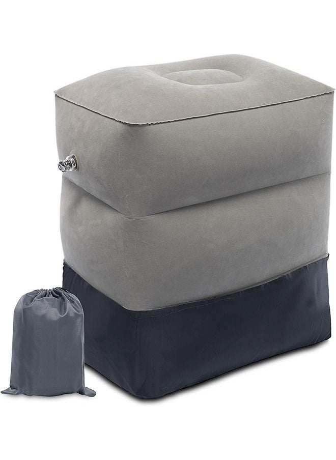 Arabest Inflatable Travel Foot Rest Pillow,Portable Inflatable Toddler Airplane Bed,Leg Rest Pillow Adjustable Height for Kids & Adults,Suitable for Airplane,Train,Home,Office(Grey, 1pack)  - Image 1