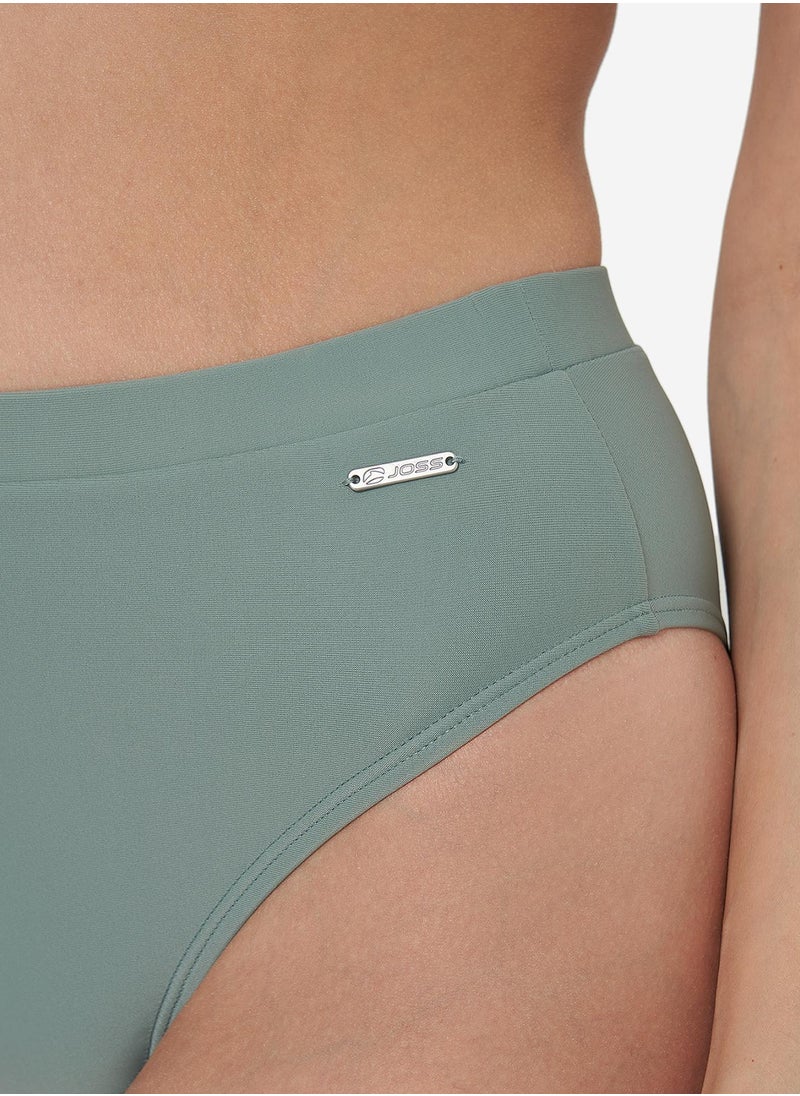 Joss Joss Women's Olive High-Waisted Swimming Trunks – Creora Highclo Fiber for Chlorine Resistance, Perfect Fit for Comfort, Ideal for Pool & Beach  - Image 3