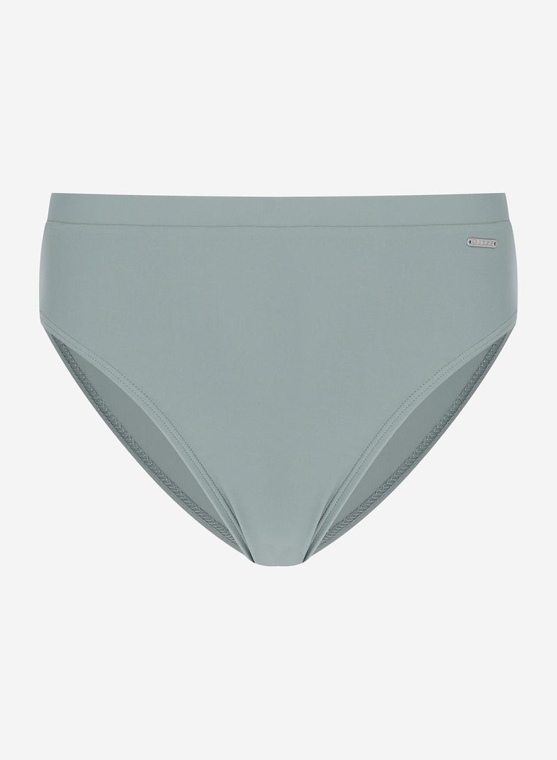 Joss Women's Olive High-Waisted Bikini Bottom – Creora Highclo Fabric, Chlorine-Resistant, Comfortable Fit for Pool & Beach - Image 1