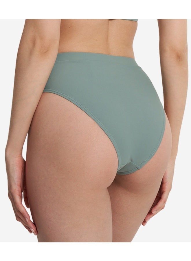 Joss Women's Olive High-Waisted Bikini Bottom – Creora Highclo Fabric, Chlorine-Resistant, Comfortable Fit for Pool & Beach - Image 3
