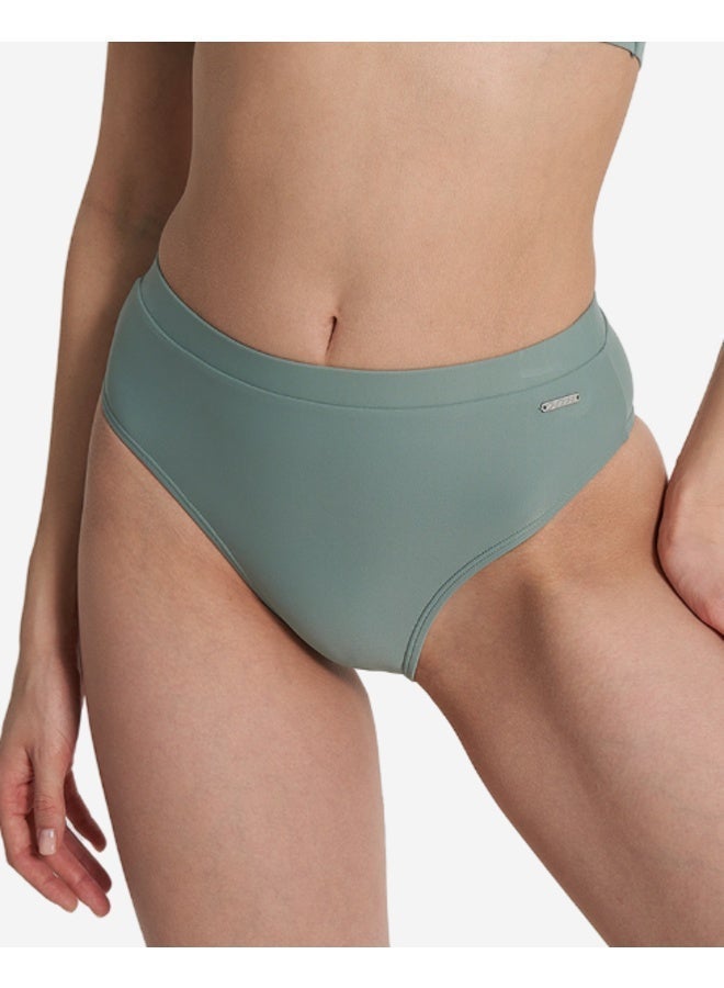 Joss Women's Olive High-Waisted Bikini Bottom – Creora Highclo Fabric, Chlorine-Resistant, Comfortable Fit for Pool & Beach - Image 4