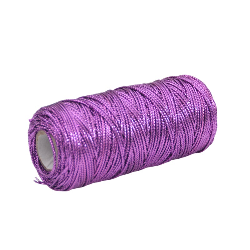 Gold Thread Tag Cord 1.5mm 16 Strands Flat Hollow Gold Wire - Non-Elastic Purple Gift Wrapping Rope for Secure Neat Gift Presentations - Image 1