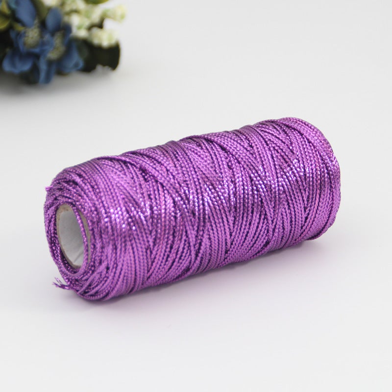 Gold Thread Tag Cord 1.5mm 16 Strands Flat Hollow Gold Wire - Non-Elastic Purple Gift Wrapping Rope for Secure Neat Gift Presentations - Image 2