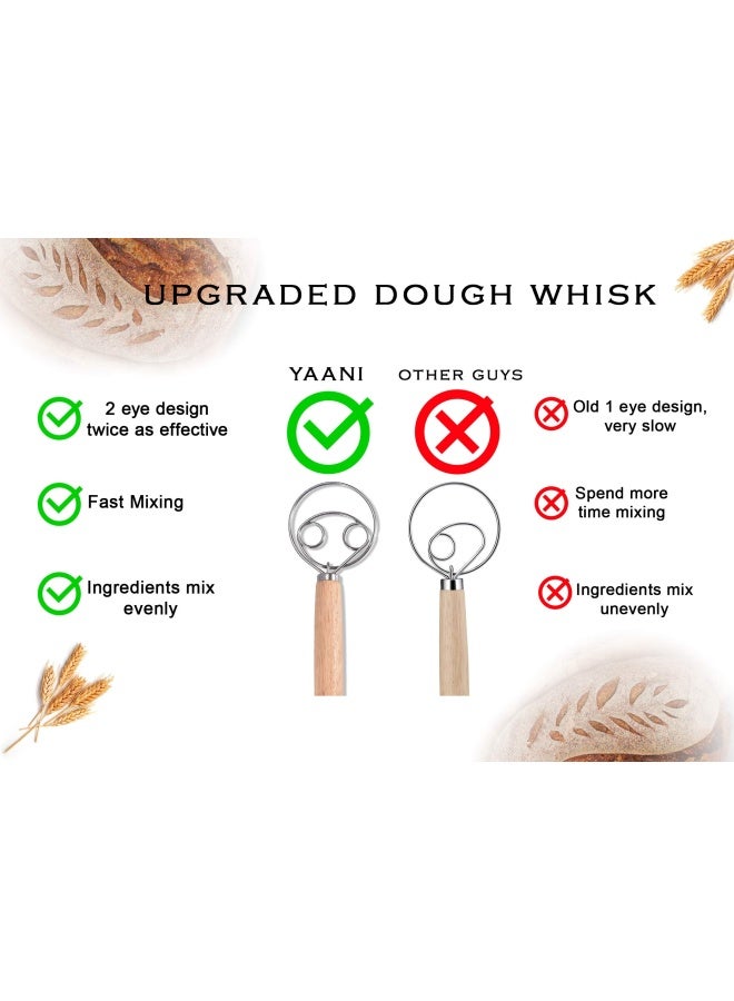 YAANI Sourdough Starter Kit, Sourdough Bread Baking Supplies, Banneton Bread Proofing Basket Set Of 2 Round and Oval, Dough Whisk, Scoring Tool, Metal Scraper, Silicone Scraper, Premium Baking Tools - Image 4