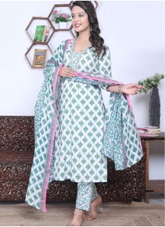 PRIYA’S PANACHE Two Directional Print Cotton Kurti Pant Dupatta Set Ethnic Wear for Women.  - Image 4