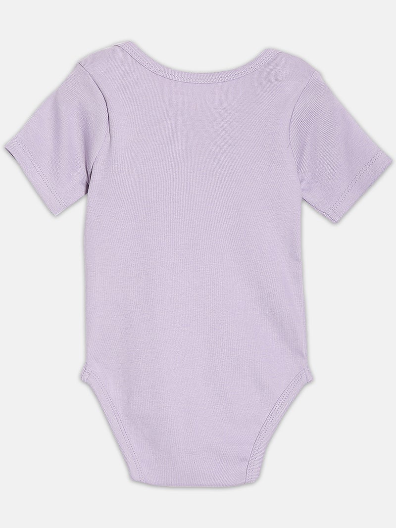 Broon Infant Girls Light PInk and Purple Printed Pure Organic Cotton Bodysuit Pack of 2 - Image 4