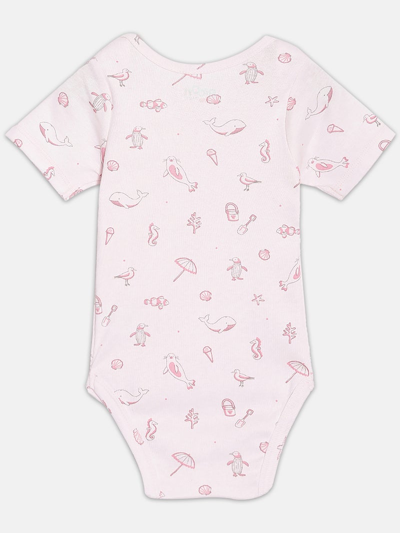 Broon Infant Girls Light PInk and Purple Printed Pure Organic Cotton Bodysuit Pack of 2 - Image 5