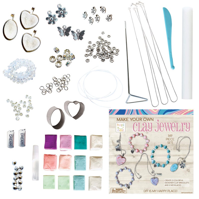 Hapinest Make Your Own Clay Jewelry Making Kit for Girls,Create 3 Bracelets & 3 Necklaces, DIY Jewelry Clay Set Polymer Clay Jewelry Kit, Crafts for Teens Girls Arts & Crafts Ages 8-12 Years Old & Up - Image 2