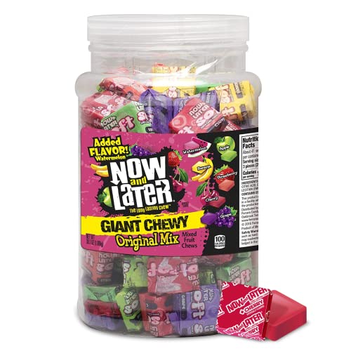 Now and Later Giant Chewy Original Mix Candy Mixed Fruit Chew Candy 38 Ounce Tub - Image 1