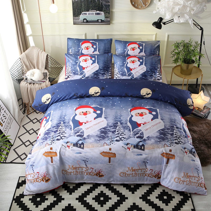 Comforter Duvet Cover Set Merry Christmas Gift Bedding Set Bedclothes Cover Pillowcase - Image 1