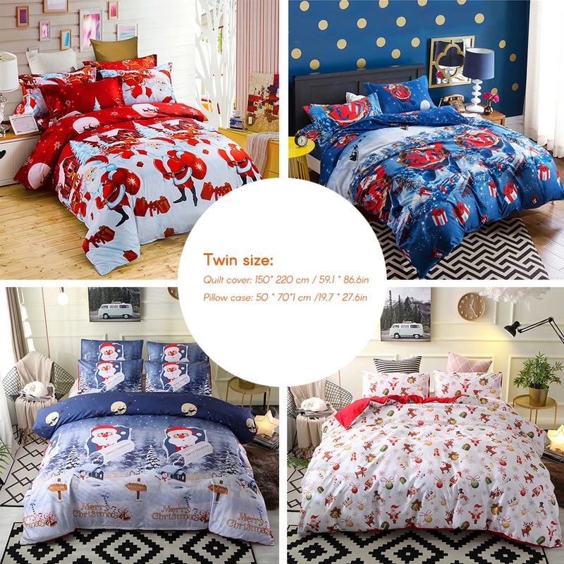 Comforter Duvet Cover Set Merry Christmas Gift Bedding Set Bedclothes Cover Pillowcase - Image 2