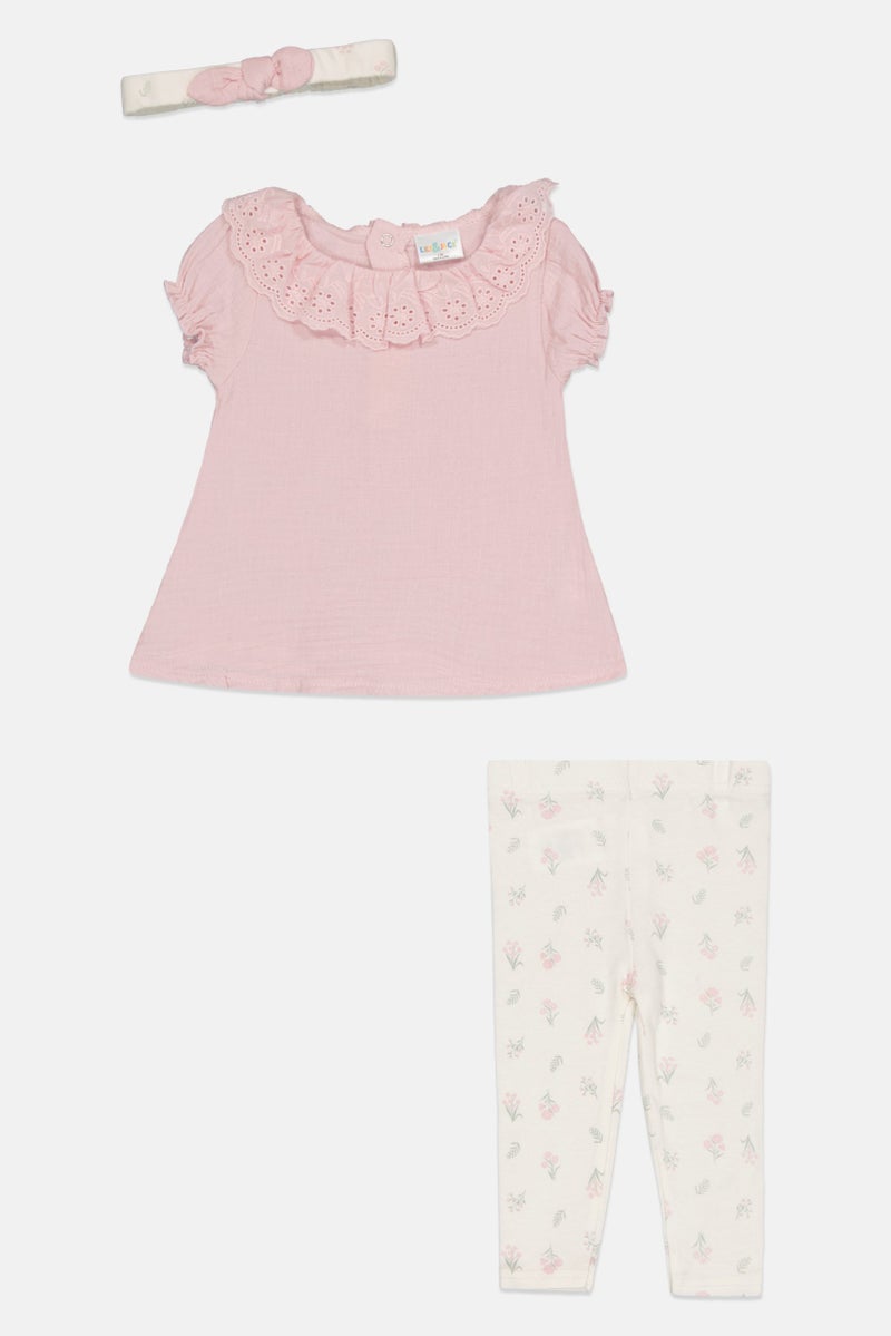 Lily & Jack Toddlers Girl 3 Pcs Textured Top Bottom And Headband Set, Multicolor - Image 2
