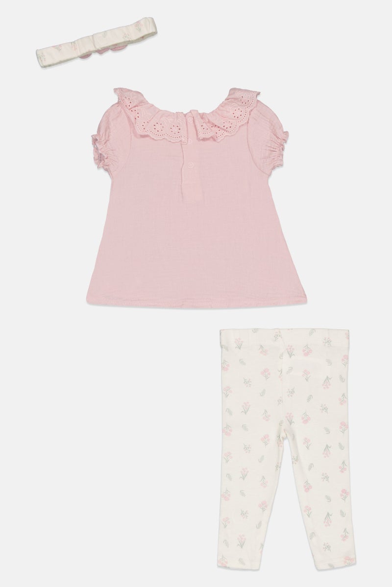 Lily & Jack Toddlers Girl 3 Pcs Textured Top Bottom And Headband Set, Multicolor - Image 3