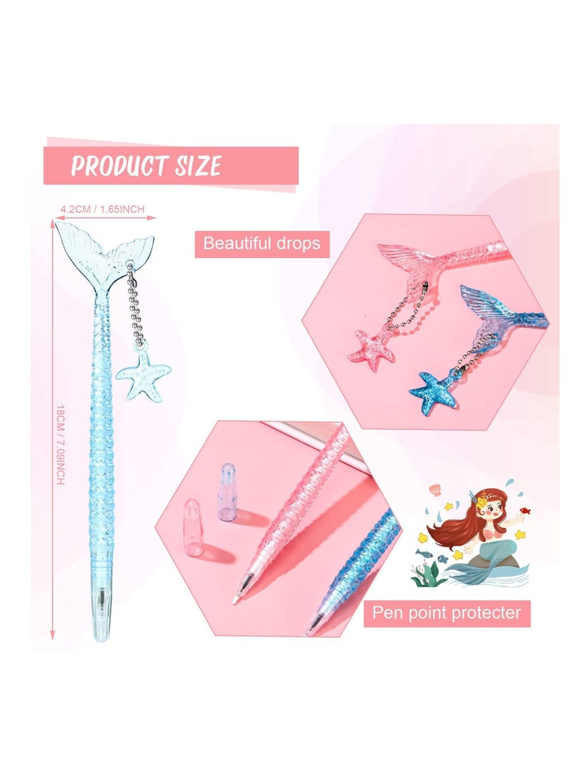 SYOSI 24 Pieces Mermaid Tail Gel Ink Pens for Child Mermaid Fish Ballpoint Pens for Mermaid Party Supplies Office School Supplies, 0.5 mm Black Gel Ink Pen (Multi Color, Bright Style)  - Image 3