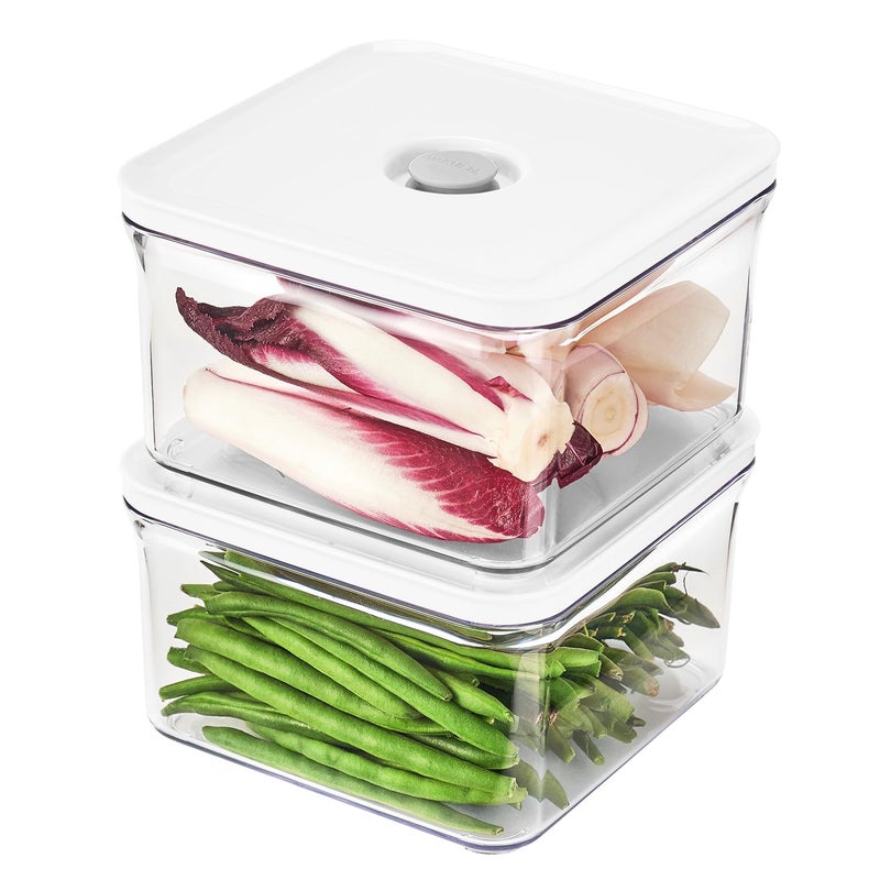 VAKUEN Premium Airtight Food Storage Containers Square 2PCSet148qt15Lx2pcs Smart OneClick Seal Lid No Hinges 100 Leak Proof BPAFREE Dishwasher Freezer  Microwave Safe
