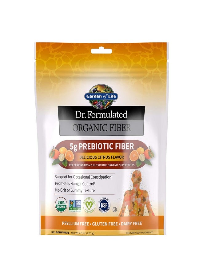 Garden of Life - Dr Formulated Organic Fiber Supplement Powder Citrus Sugar Free Psyllium Free Prebiotic Superfoods Constipation Relief And Hunger Control For Men And Women 32 Servings - Image 1