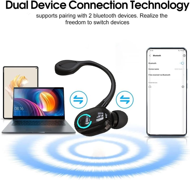 MAKINGTEC Single Ear Bluetooth Earpiece, Bluetooth 5.2 Wireless Earphones, Right Ear In-Ear Bluetooth Headset with Noise Canceling Microphone Waterproof, In Ear Bluetooth Headphones for Business Office Driving - Image 2