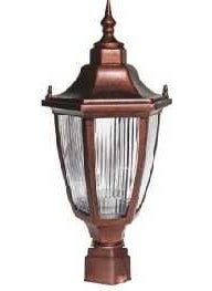 Full Reyon - Full Rayon Panel Grass Fence Square Base Hexagon Pole Mounted Garden Luminaire Copper Color, Sconce on Garden Wall Fence - Image 1