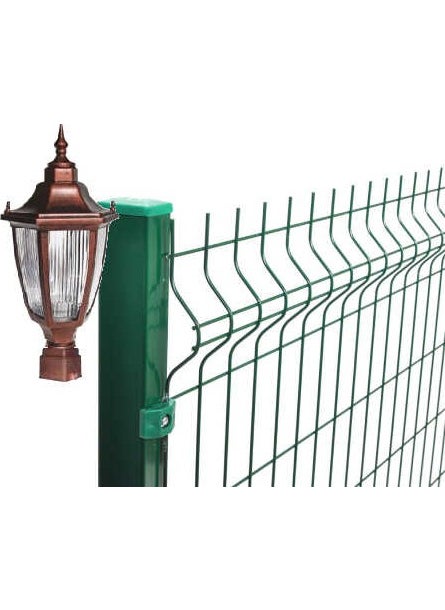 Full Rayon Panel Grass Fence Square Base Hexagon Pole Mounted Garden Luminaire Copper Color, Sconce on Garden Wall Fence