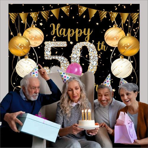 Party Baazaar Happy 50th Anniversary Banner | Wedding Anniversary Decorations Item (Pack of 1, Multi Color, 5x4 Feet) - Image 5