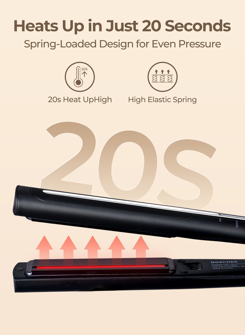 DOSCHER Hair Straightener and Curler 2 in 1 with Infrared Ionic Technology, 4 Adjustable Heat Settings 160°C-240°C, Fast 20s Heat Up, Auto Shut Off, Global Voltage - Image 2