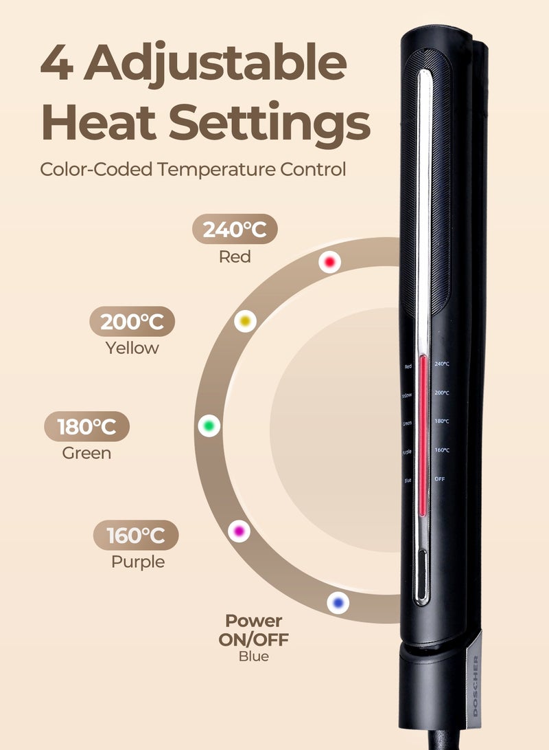 DOSCHER Hair Straightener and Curler 2 in 1 with Infrared Ionic Technology, 4 Adjustable Heat Settings 160°C-240°C, Fast 20s Heat Up, Auto Shut Off, Global Voltage - Image 3