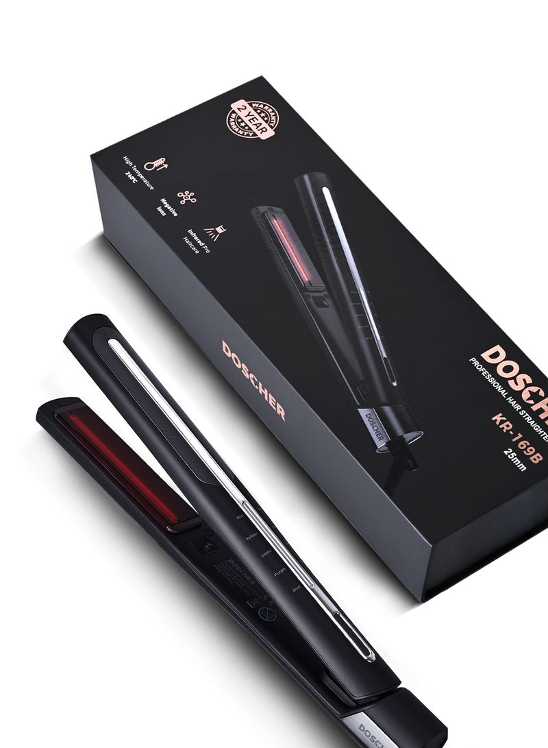 DOSCHER Hair Straightener and Curler 2 in 1 with Infrared Ionic Technology, 4 Adjustable Heat Settings 160°C-240°C, Fast 20s Heat Up, Auto Shut Off, Global Voltage - Image 1