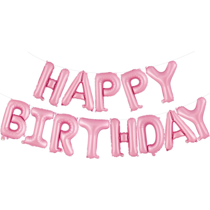 TOTAFAM Happy Birthday Balloons Banner Foil Balloon Personalized Name Letters Balloons Sign Birthday Party Decorations for Women Men Boys Girls Pink - Image 2