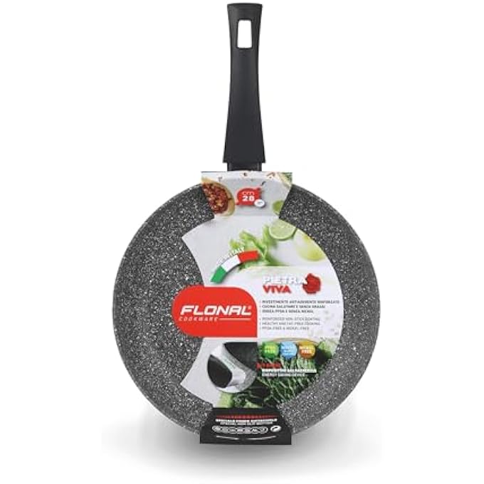 Flonal Pivpb2270 Pietra Stone Effect Aluminum Viva Extra Deep Frying Pan Diameter 22 Cm Aluminium - Image 3