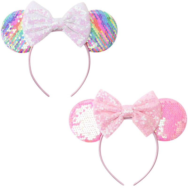 DRESHOW Mouse Ears Bow Headbands Glitter Party Decoration Cosplay Costume for Girls Women