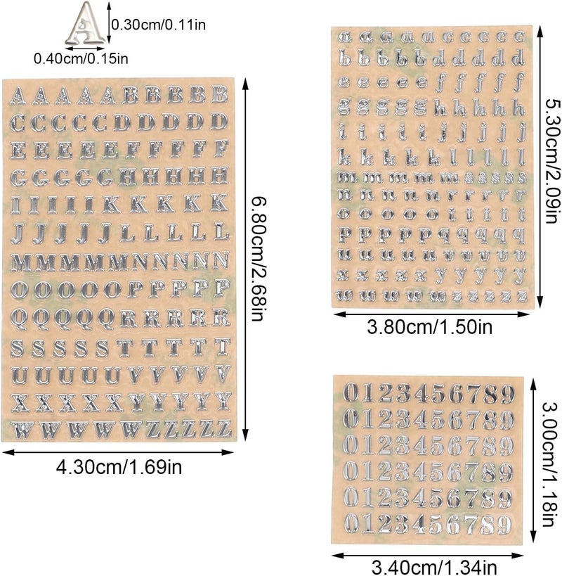 ملصقات كالارون المعدنية للأحرف والأرقام مقاس 3 مم، 12 قطعة ملصقات ديكور لاصقة للاستخدام في فن الأظافر وغطاء الهاتف وأعمال القصاصات والحرف اليدوية وتزيين زجاجات المياه، علبة من مجموعتين - Image 2