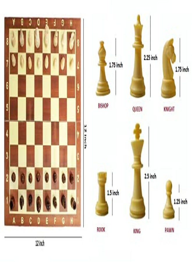 SHIPEASE Foldable Magnetic Chess Board Educational Toys Travel Chess Set with Folding Board for Kids and Adults Indoor Outdoor Educational Travel Toys Wooden Color 12x12 Inch (Brown Chess) - Image 2