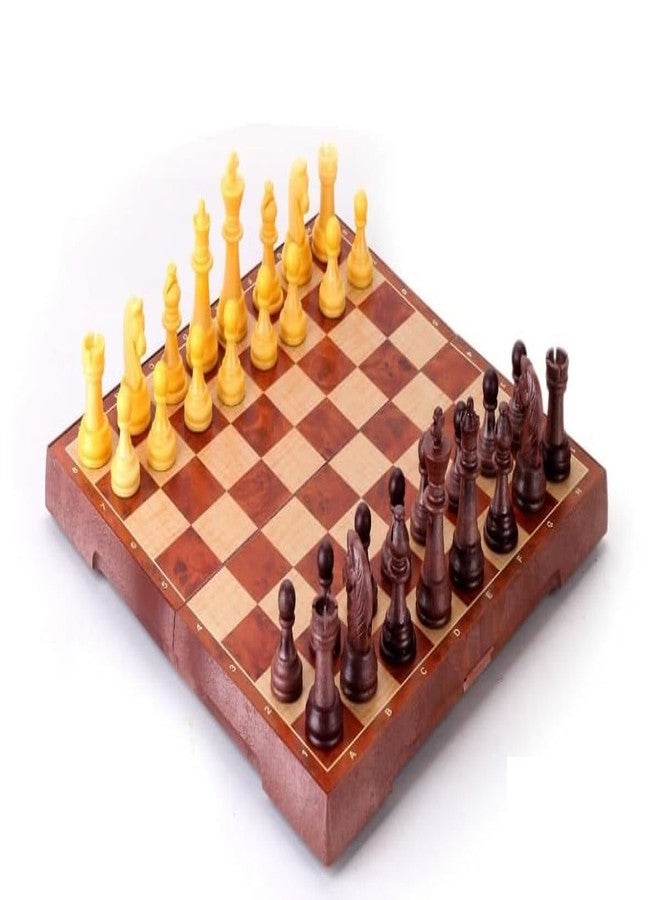 SHIPEASE Foldable Magnetic Chess Board Educational Toys Travel Chess Set with Folding Board for Kids and Adults Indoor Outdoor Educational Travel Toys Wooden Color 12x12 Inch (Brown Chess) - Image 1