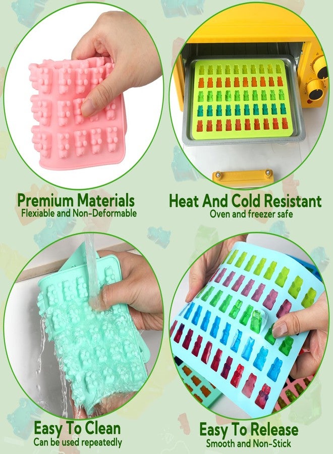 VZZNN 6 Pcs Gummy Bear Molds Silicone Bear Silicone Mold Mini Size Chocolate Gummy Molds with 4 Droppers and Cleaning Brush 300 Cavity for Candy Chocolate Jello Caramels - Image 4