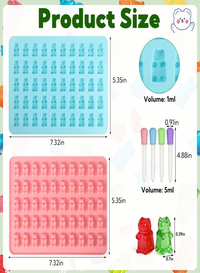 VZZNN 6 Pcs Gummy Bear Molds Silicone Bear Silicone Mold Mini Size Chocolate Gummy Molds with 4 Droppers and Cleaning Brush 300 Cavity for Candy Chocolate Jello Caramels - Image 2