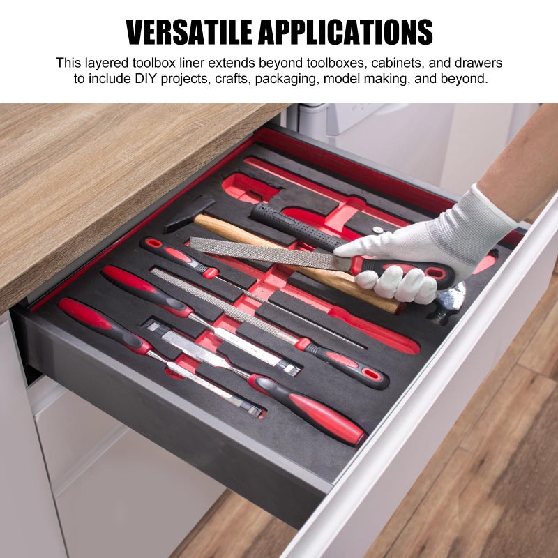 Draupnir 5 pcs Tool Box Foam 17.3x12x1 inch Tool Inserts for Cases Foam Sheets Box Organizer for Toolbox Cabinet Chest Drawer Storage Craft - Image 5