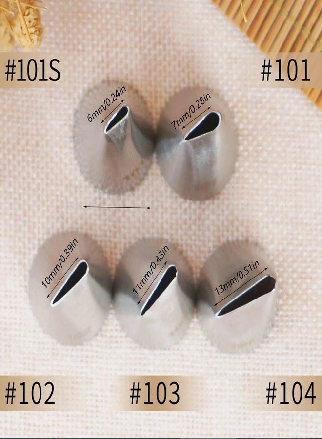 Bmaacye Petal Piping Tips Set with Coupler,101s,101,102,103,104 Rose Icing Flower Tip for Small Roses,Petals,Ruffles,Bows,Pansies& Standard Coupler for Switching - Image 3