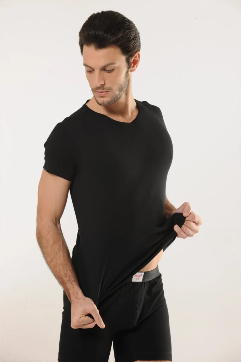 HMD 509 Rib 100% Cotton V-Neck Men's Athlete - Black