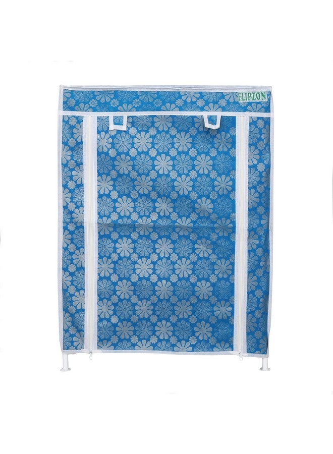 FLIPZON Multipurpose 4-Tiers Shoe Rack with Dustproof Zip Cover, Multiuse Wide Space Storage Rack Made by Non Woven Fabric for Footwear, Toys, Clothes (4 Shelves) (Blue Flower) - Image 4