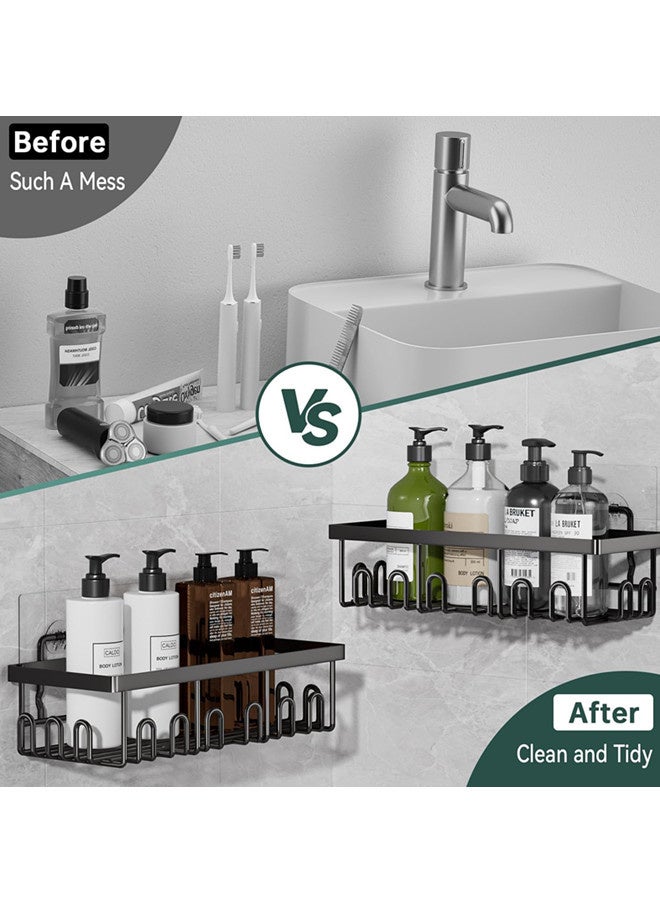 فيب هوم علبة 5 حمّام مع حامل الصابون وفرشاة الأسنان، رافع التوابل، منظّم من الفولاذ المقاوم للصدأ لمنظّم الحمّام والتخزين، لا يوجد ثقب في الحائط مثبّت حامل الحمّام للمطبخ المنزلي - Image 4