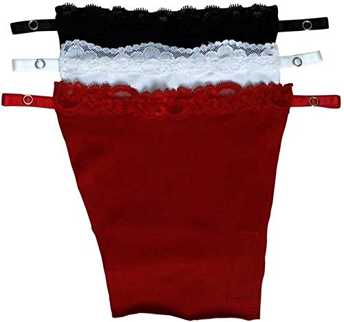 Finesse Mock Camisole Deep Neck Cleavage Cover Miracle Cami for Women - Set of 3 - Black White & Red - Image 1