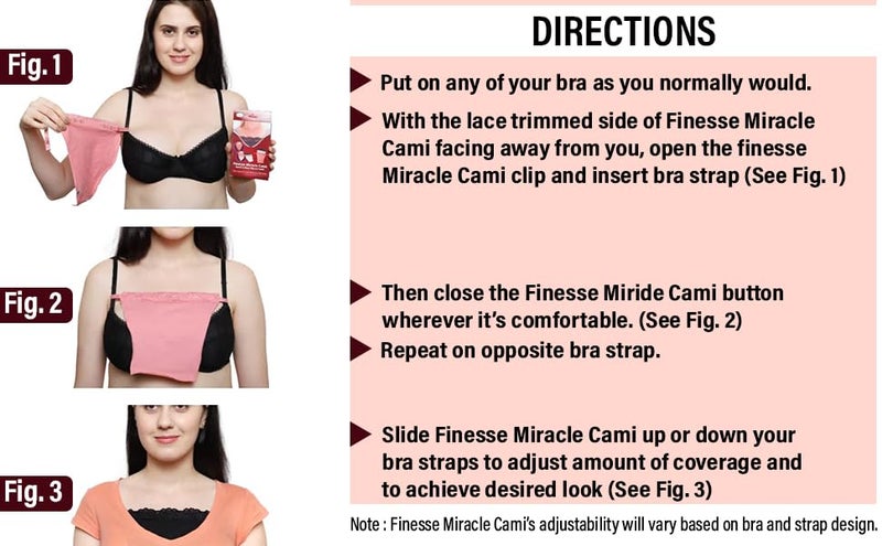 Finesse Mock Camisole Deep Neck Cleavage Cover Miracle Cami for Women - Set of 3 - Black White & Red - Image 2