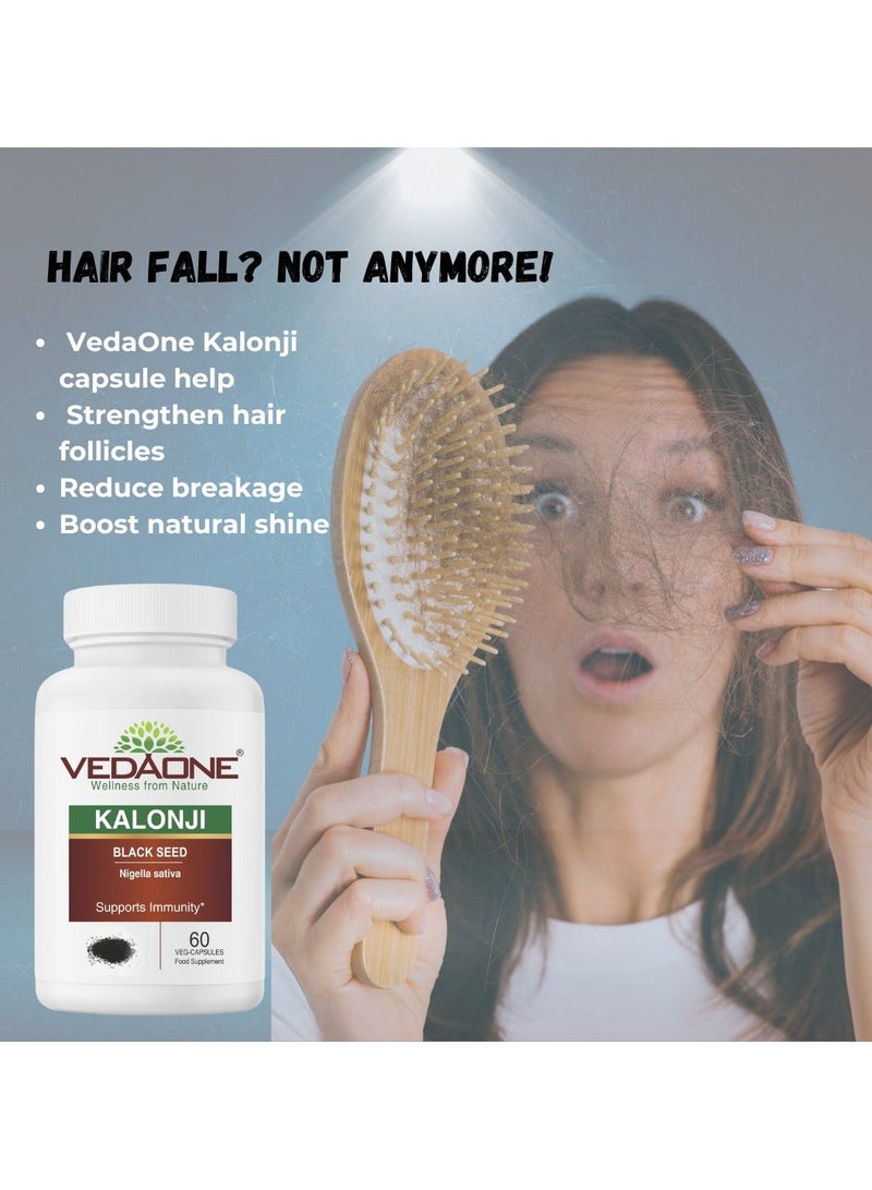 VedaOne All-Natural Kalonji (Black Seed) Veg Capsules | 450mg each | 60 Capsules Supports Immunity, Joint Health, Digestion, Hair & Skin Health, Antioxidant Properties | Premium Wellness Support - Image 5